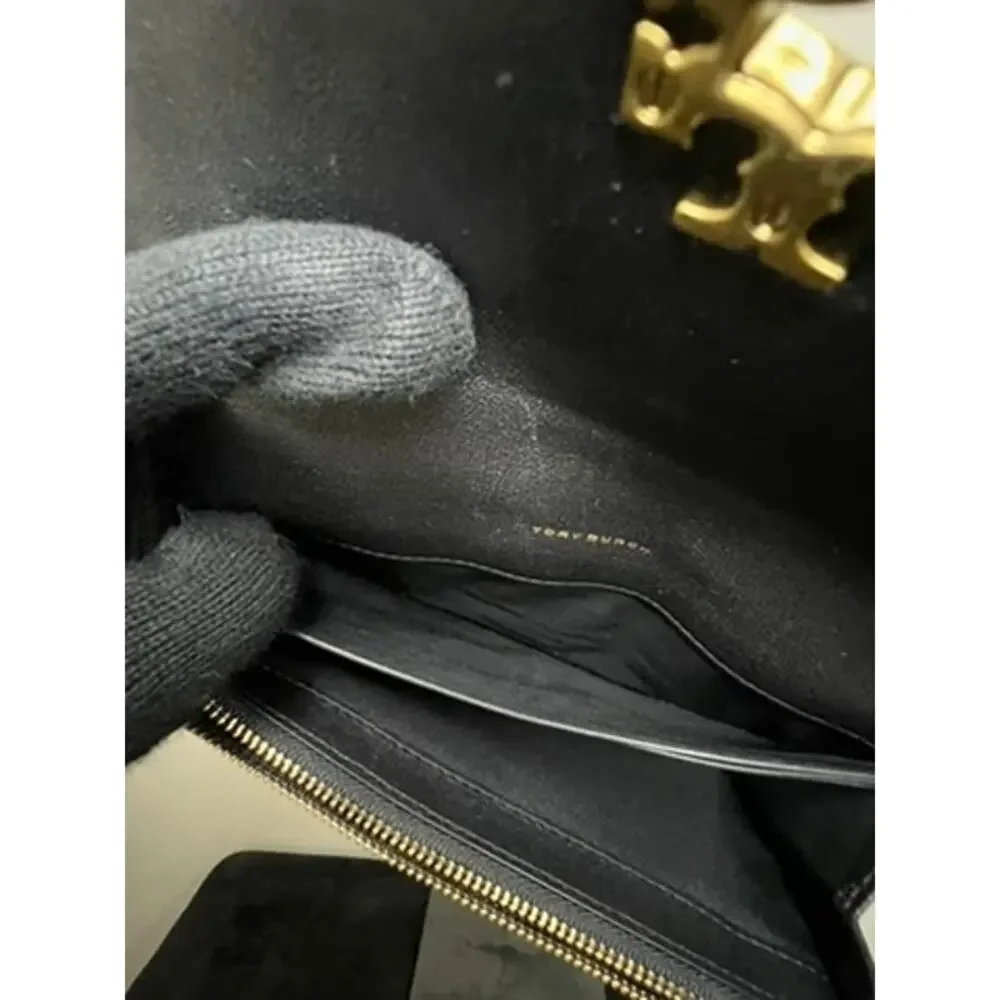 Tory Burch Kira Moto Quilt Black Leather Chain Wallet Crossbody Bag
